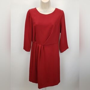 Massimo Dutti side drape red sheath dress size 6